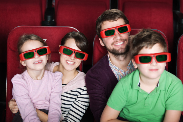 Happy family in 3D movie theater - Foto, Bild