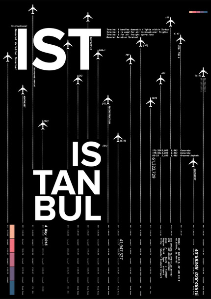 Luchthaven vertrek en aankomst teken in Istanboel, Stock vector illustratie: T-shirt Design/print design/internationale luchthaven - Vector, afbeelding