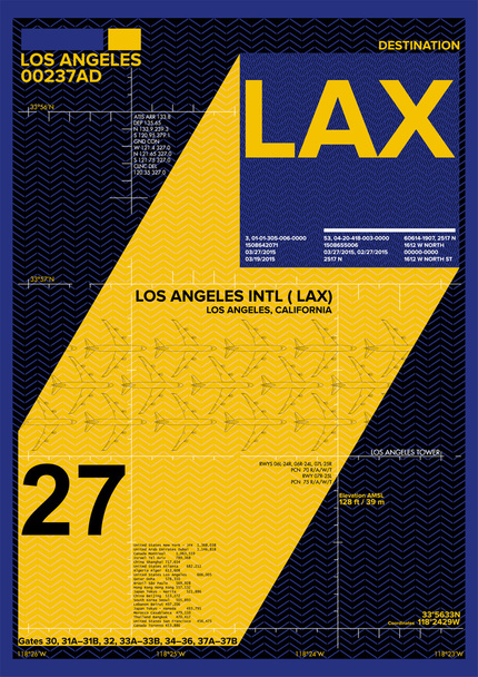 Partida do aeroporto e sinal de chegada no LOS ANGELES, Stock Vector Ilustração: T-shirt Design / Print Design / Aeroporto Internacional
 - Vetor, Imagem