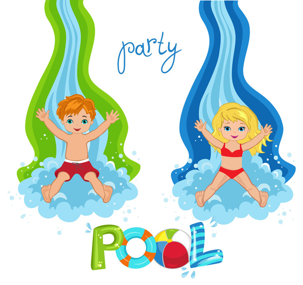 Children's Pool Party isolated on background. Vector Illustration. - Vector, Image