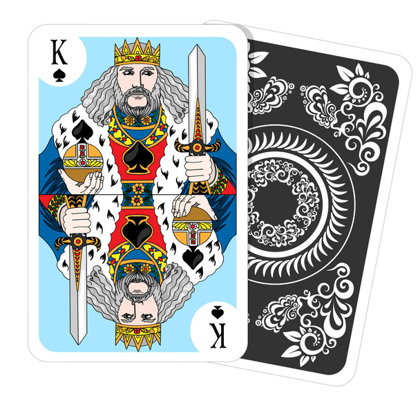 Pikový - hrací karta král - Vektor, obrázek