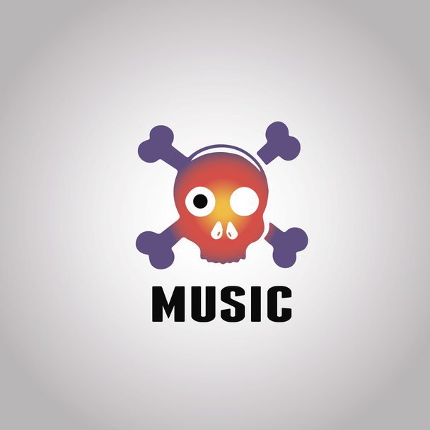 Music skull logo. Record Studio logo Vector EPS 10  Pirate station - Vetor, Imagem