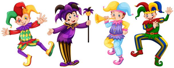 Four characters of jesters - Vector, Image