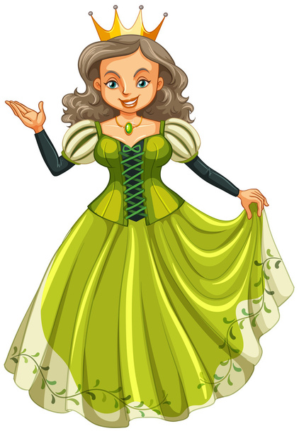 Queen in green dress - ベクター画像