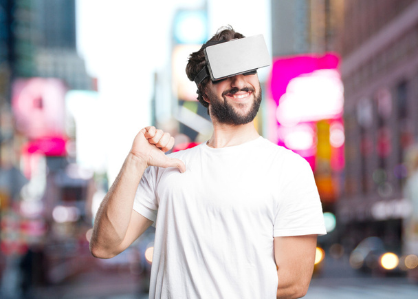 crazy man with virtual glasses - Φωτογραφία, εικόνα