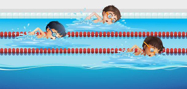 Atletas nadando en la piscina
 - Vector, imagen