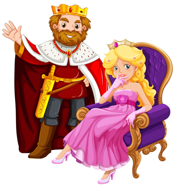 King and queen on the chair - Vector, Image