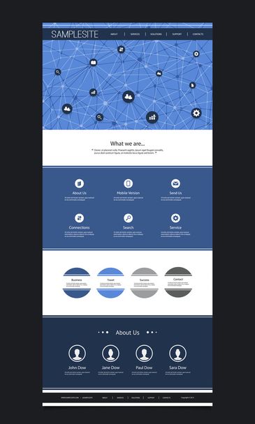  Website Template Design With Network Concept Background  - Vetor, Imagem