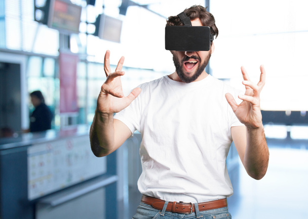 crazy man with virtual glasses - Фото, зображення