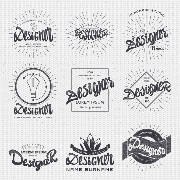 Designer - Abzeichen Aufkleber kann als fertiges Logo oder Design, Corporate Identity Präsentation verwendet werden - Foto, Bild