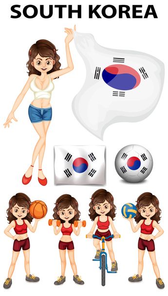 Εκπρόσωπος της Νότιας Κορέας και πολλά αθλήματα - Διάνυσμα, εικόνα