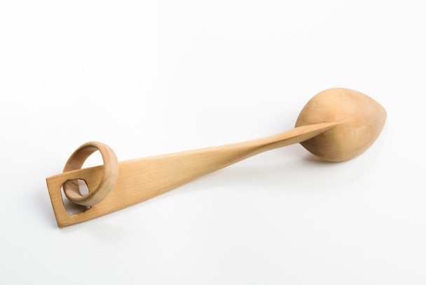 Wooden spoon on white background - Photo, Image