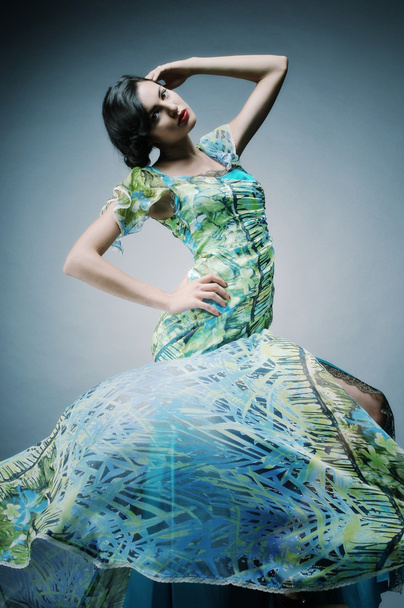 mujer elegante en vestido de moda vintage de lujo
 - Foto, imagen