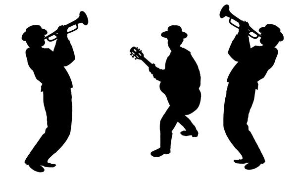 Jazz Musician trumpet players. Silhouettes, Illustration - Photo, Image