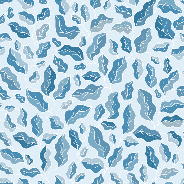 Floral seamless pattern with blue leaves. - Διάνυσμα, εικόνα
