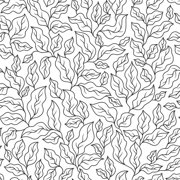 Vector Seamless Monochrome Floral Pattern. - ベクター画像