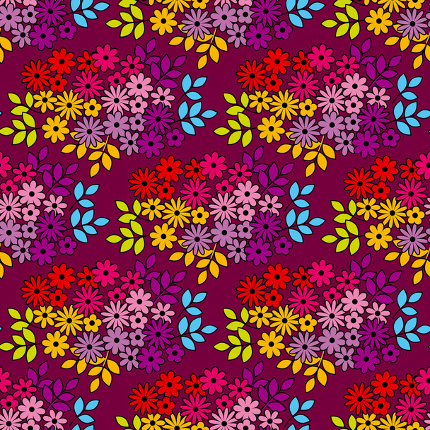simple color meadow flowers seamless pattern. vector illustrstio - Wektor, obraz