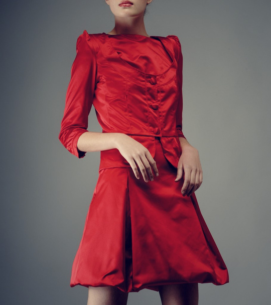 elegant woman in luxury fashion red dress - Foto, Imagen