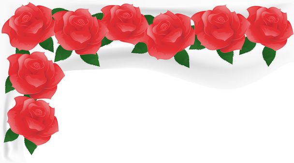 Red roses on white fabric.  - Vector, Image