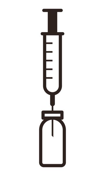 Medical ampoule and syringe icon - Vector, Image