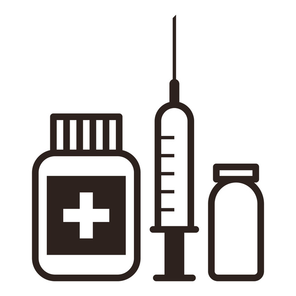 Medicamento, ampola e seringa ícone
 - Vetor, Imagem