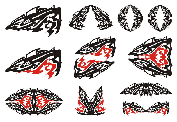 Shark set in tribal style - Vector, Image