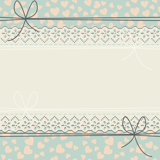Cute lace frame with decorative hearts and bows - ベクター画像