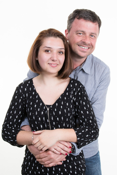 Dad with his adult daughter, isolated on white - Φωτογραφία, εικόνα