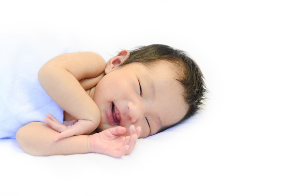 Baby portrait with smiling on isolated white background - Photo, image