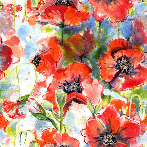 Seamless pattern with poppies - Zdjęcie, obraz