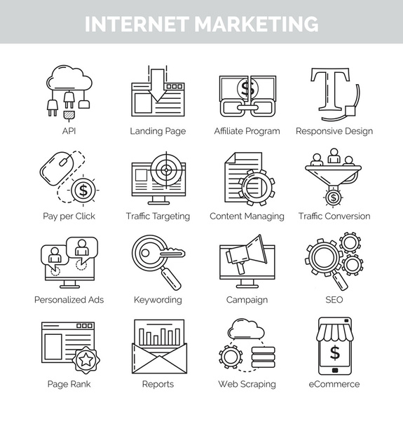 icone linea sottile per internet marketing e seo
 - Vettoriali, immagini