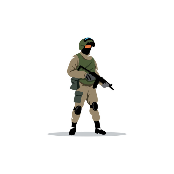 Commando man. Police officer in uniform and face mask. Vector Illustration. - Vektor, Bild
