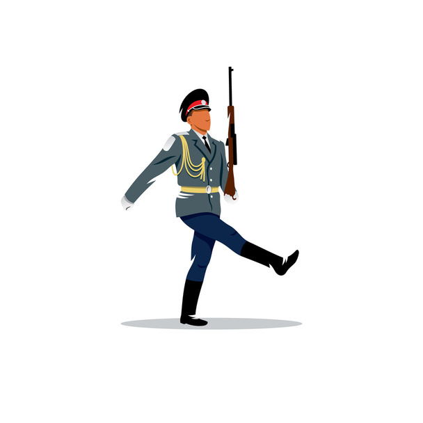 Russian army. The soldier honor guard marches. Vector Illustration. - Vektör, Görsel