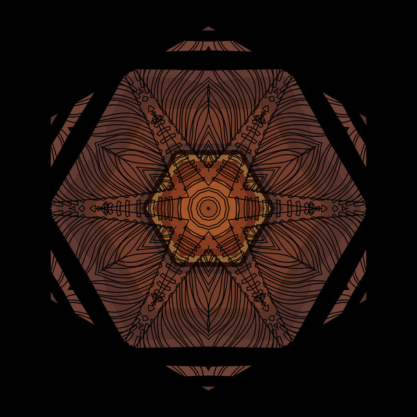 Etnické hnědé ozdoba v podobě geometrickým vzorem bambusu - Vektor, obrázek