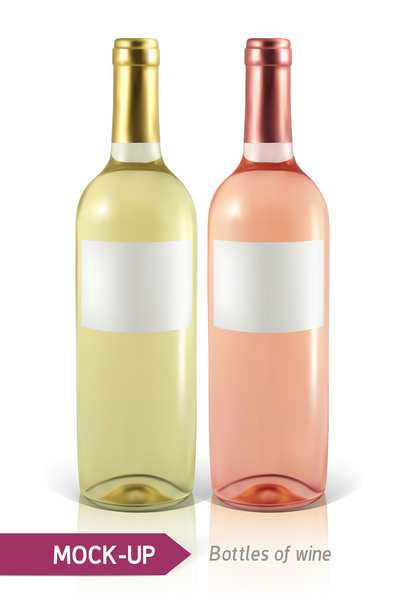 пляшки білого і трояндового вина
 - Вектор, зображення