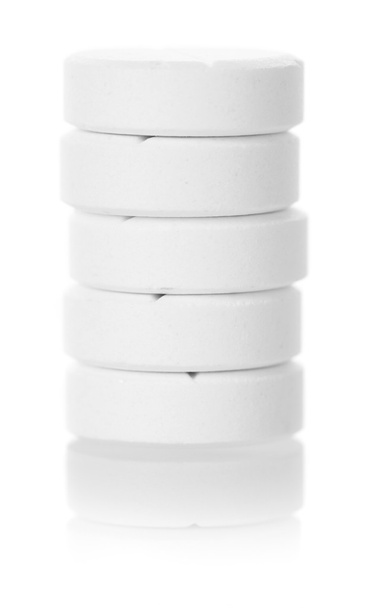 Macro. Five tablets isolated on white background - Zdjęcie, obraz
