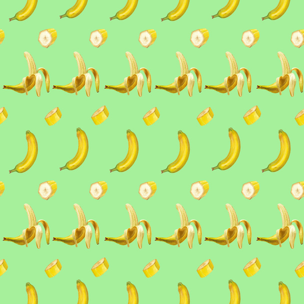 Watercolor summer banana pattern - Zdjęcie, obraz