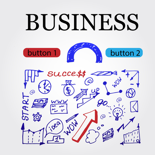 Business Idea doodles set di icone. Schizzo di sfondo. Set di scarabocchi da lavoro disegnati a mano. Illusione vettoriale
 - Vettoriali, immagini