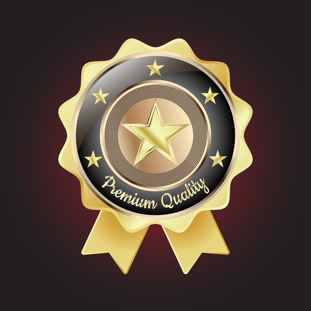 Gouden premium kwaliteit badge - Vector, afbeelding