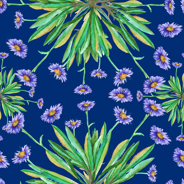 background watercolor wildflowers. seamless pattern. - Фото, зображення