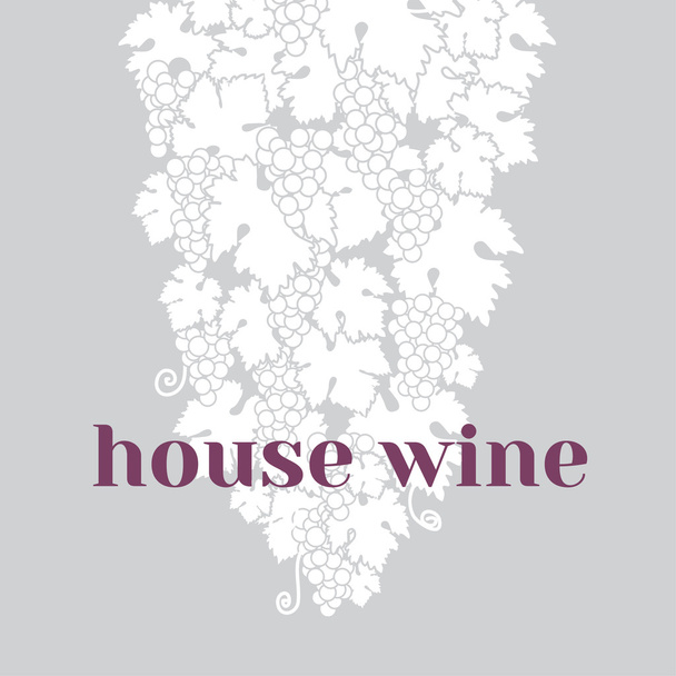 white grape bunch vector illustration for wine label of invitati - Vector, Image
