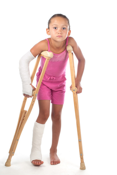 Girl with crutches - Photo, Image