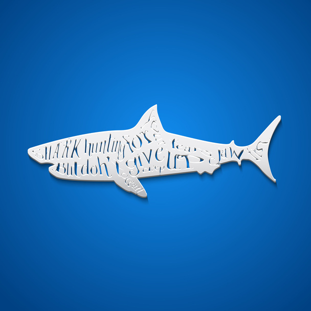 Flat paper style shark - Vector, Image