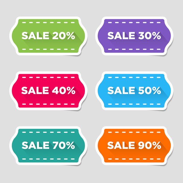 The collection, kit, set of different colored discount stickers.  - Vector, Image