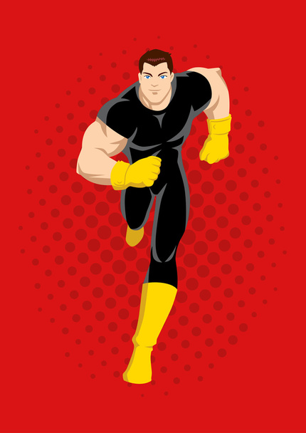 Illustrazione del cartone animato di un supereroe in esecuzione
 - Vettoriali, immagini