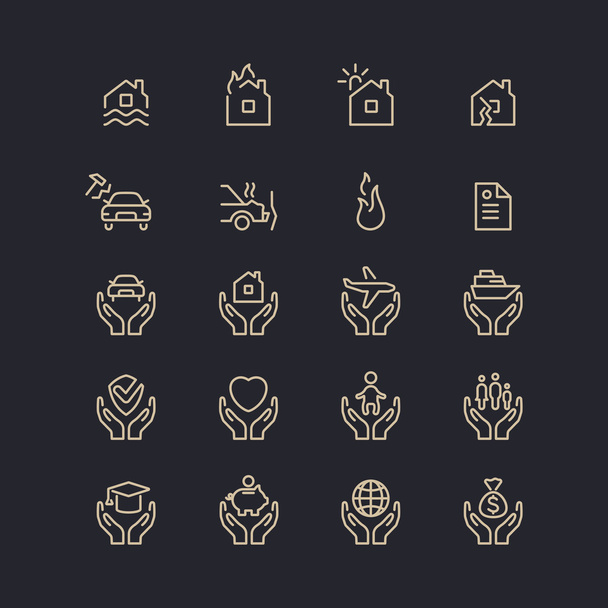 Set of linear icons support and care. - Vector, Image