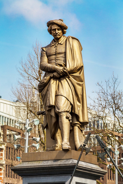 Άγαλμα του Ρέμπραντ, Άμστερνταμ, Ολλανδία - Φωτογραφία, εικόνα