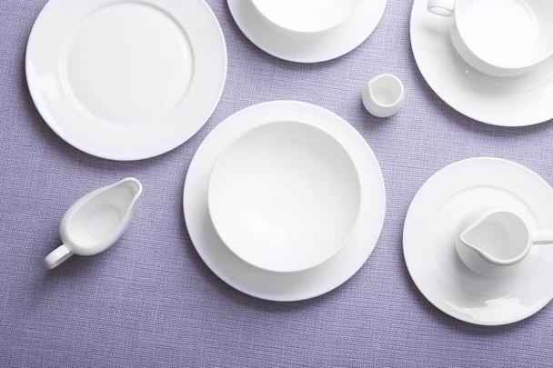 Empty white dishes  - Fotografie, Obrázek