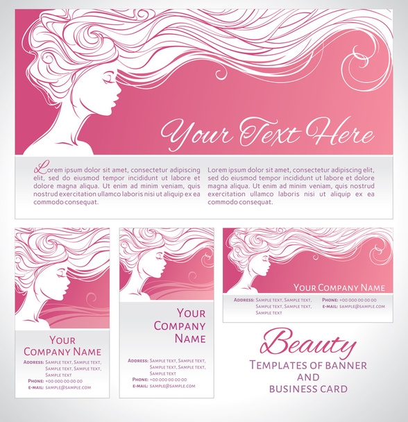 Krásná silueta ženy dlouhé vlasy na růžovém pozadí - Vektor, obrázek