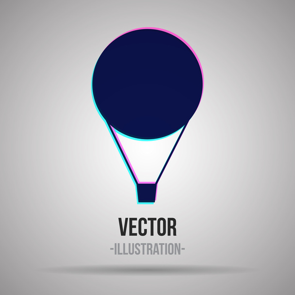 Air balloon stylized logo. Blue and violet silhouette. - Vetor, Imagem
